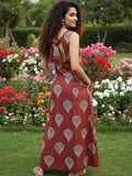Ajrakh Print Sleeveless Maxi Dress
