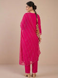 Kurta Adorned With Thread Embroidery, Teamed With Trousers And Paired With Dupatta Featuring Lace Detailing