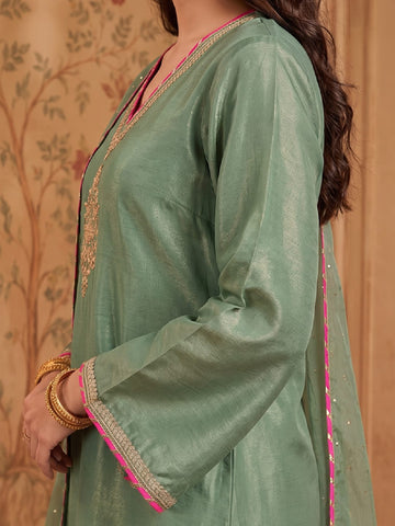 Varanga Women Embroidered dori Work Kurta with Palazzos & With Dupatta