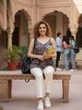Ethnic Print Strap Sleeve Babydoll Top