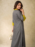 Grey Kurta Set With Vibrant Contrast Detailing