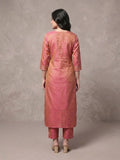Varanga Women Coral Gota Patti Kurta With Gota Embellishmant On Sleeves