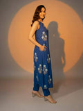 Floral Print Blue  Kurta Set