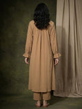 Varanga Women Beige Colour, Bishop Sleeve A-Line Kurta Paired With Tonal Bottom