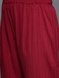 Varanga Women Maroon Round Neck, Spaghetti Strap Style Straight Kurta Paired With Tonal Bottom And Dupatta