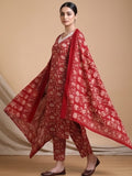 Varanga Women Ethnic Red Kurta Set With Dupatta