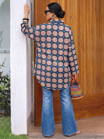 Varanga Women's geometric printed long shirt