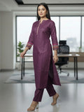 Varanga Women Mandarin Collar Thread Embroidered With Pleate Deatialing Kurta Paired With Bottom