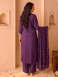 Purple Embroidered Kurta Set With Dupatta