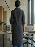 Button-Down Black  Kurta