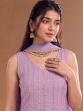 Varanga Lavender Embroidered Kurta With Dupatta | Chanderi Cotton | Casual