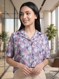 Mauve Coloured Short Sleeves Shirt Collar Top