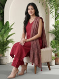 The Linear Crimson kurta Set With Dupatta