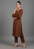 Varanga Women Brown Lurex A- Line Kurta With Trousers
