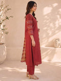 Rust Red Kurta Set Paired With A Shimmering Striped Dupatta
