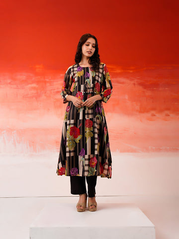 Multi-Floral A-Line Kurta Set