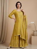 Varanga Women-Bead Work Kurta With Sharara And Dupatta