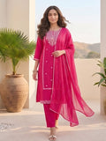 Varanga Women Kurta With Trousers And Paired With Dupatta Featuring Lurex And Lace Detailing