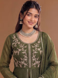 Varanga Green Embroidered Palazzos With Dupatta | Poly Georgette | Festive