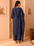 Teal Embroidered Kurta Set With Dupatta