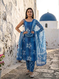 Abstract Cotton Sleeveless Kurta Set With Dupatta