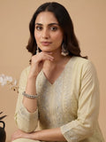 Varanga Women Shimmer Fabric Kurta Set Paired With Tonal Bottom With Sparkling Lurex Dupatta