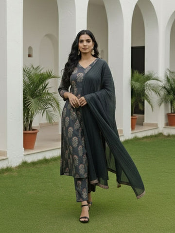 Varanga Women Ethnic Motifs Printed Regular Kurta with Trousers & With Dupatta