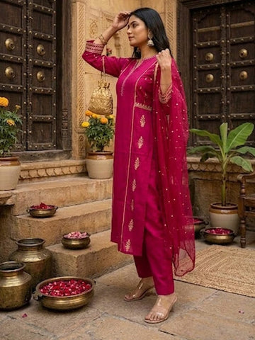Artful EmbroideryKurta set With Dupatta