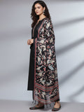 Varanga Women Black Embroidered Kurta Paired With Tonal Bottom And Printed Bhaghalpuri Dupatta