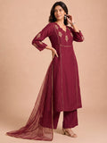 Noor Maroon Embroidered Kurta & Trouser