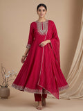 3-Piece Anarkali Set Vichitra Fabric With Zari Embroidery