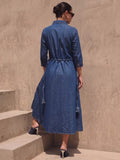 Denim Shirt Dress with Floral Applique work