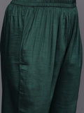 Varanga Women Plus Size Green Embroidered Straight Kurta Paired With Tonal Bottom And Printed Dupatta.