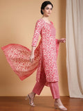 Varanga Women Ethnic Coral Kurta Set With Dupatta