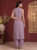 Lavender Zari Embroidered Yoke Panel Kurta Set
