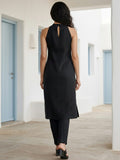 Black Halter Neck Straight Kurta With Pant
