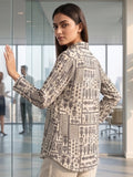 Cream Coloured Slim Collar Long Sleeves Floral Shirt