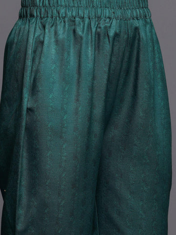 Varanga Women Green Floral Printed Mandarin Collar Straight Kurta Paired With Tonal Solid Bottom And Solid Dupatta