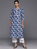 KSUT Blue Women Floral Printed Straight Kurta