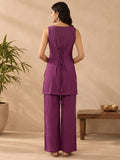 Short Solid Sleeveless Tunic With Wide-Leg Palazzo Kurta Set.