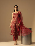 All Over Embroidered Halter Neck Kurta Set With Dupatta