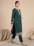 Graceful Green 3-Piece Set And An Elegant Embroidered Dupatta.