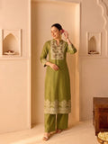 Chanderi Printed Kurta With Trouser And Dupatta