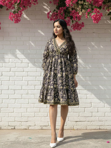 Summer Block Printed Midi Dress