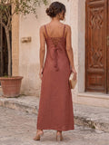 Varanga Brown Colored Women Summer Dress