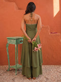 Olive Green Foil-Dot Anarkali Co-Ord Set