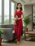 The Linear Crimson  kurta Set