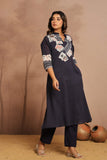 The Minimalist Indigo Kurta Set