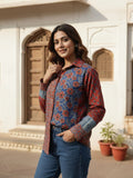 Paneled Cotton Shirt with Floral and Geometric Prints