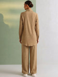 Women's Solid Relaxed-Fit Shirt & Wide-Leg Co-Ord Set